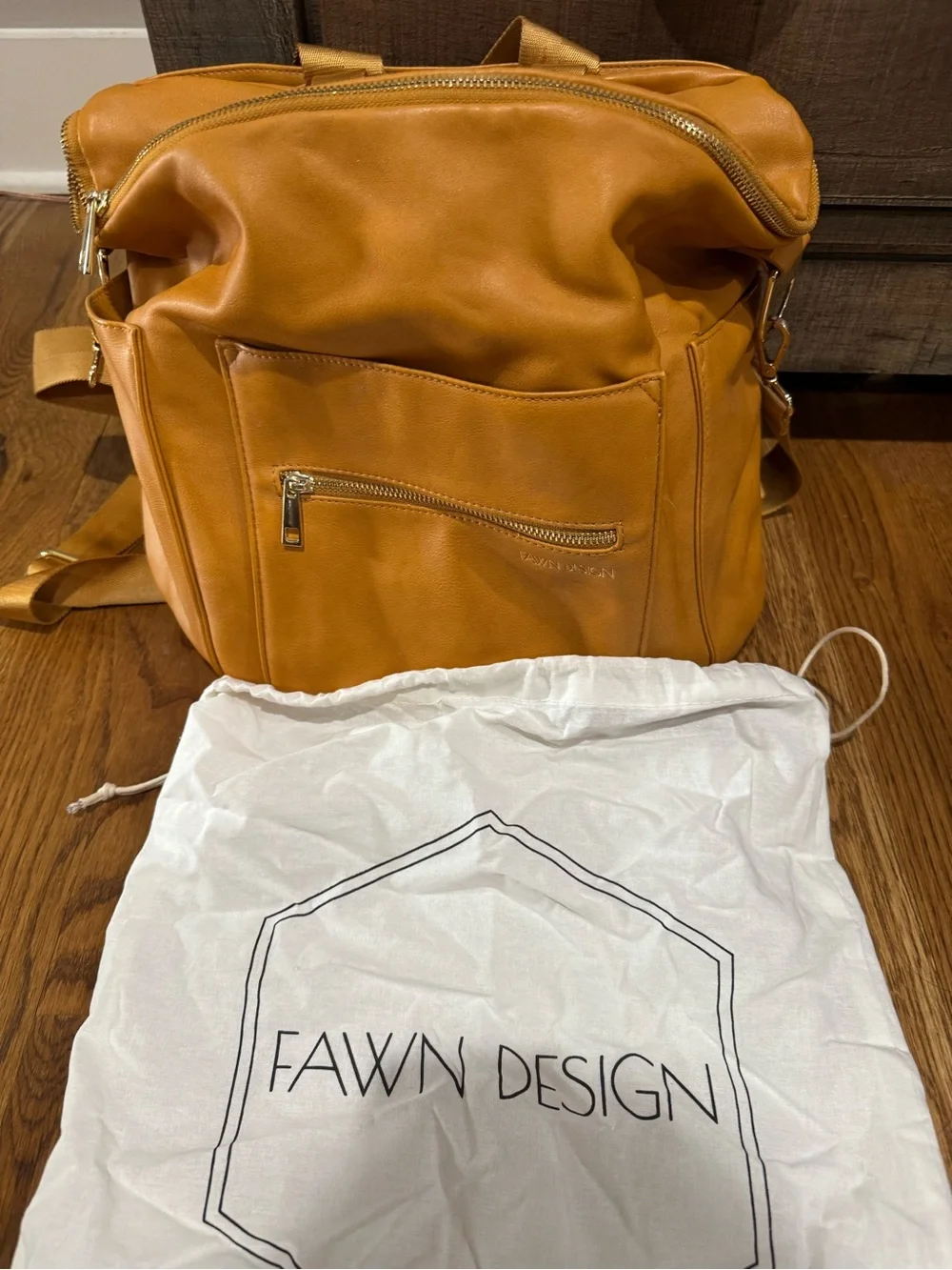 Fawn Design Leather Messenger Bag in Mustard Yellow